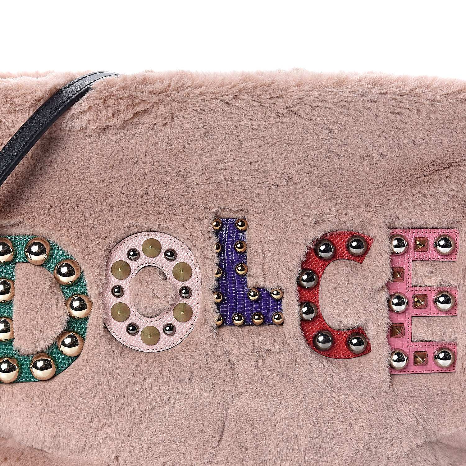 Dolce & Gabbana Faux Fur Embroidered Clutch Bag Pink 9 of 9