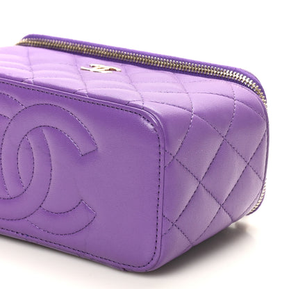 Chanel Lambskin Quilted Small Top Handle Vanity Case With Chain Purple 10 of 12