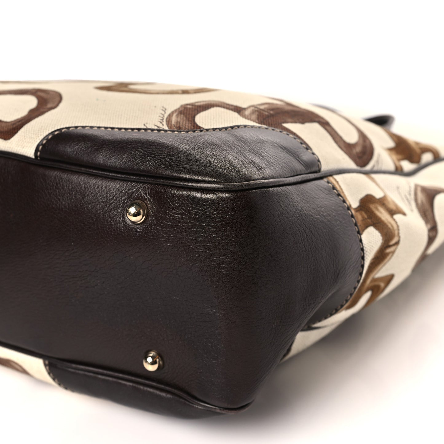 Canvas Bamboo Horsebit Print Tote White