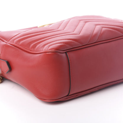Gucci Calfskin Matelasse Medium GG Marmont Chain Shoulder Bag Hibiscus Red 8 of 9