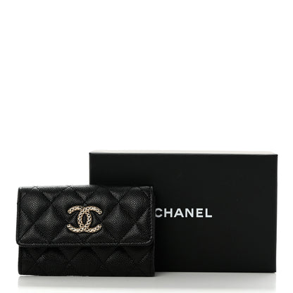 Chanel Caviar Metal Perforated Quilted CC Flap Card Holder Black 9 of 9