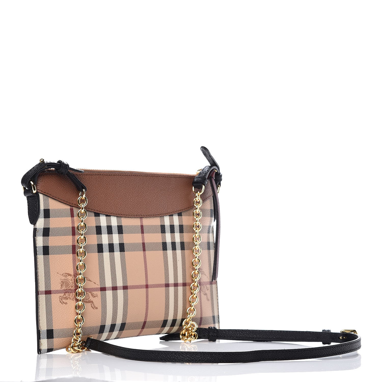Burberry Haymarket Check Peyton Crossbody Clutch Bag Toffee 3 of 6