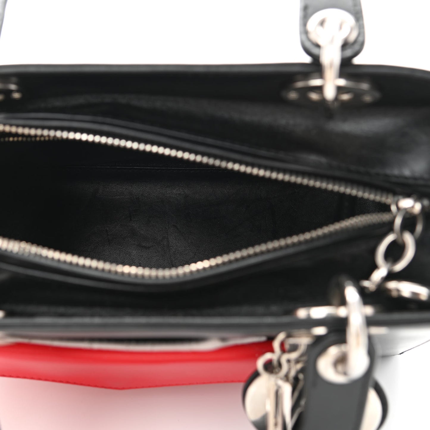 Calfskin Pockets Medium Lady Dior Black Red Grey