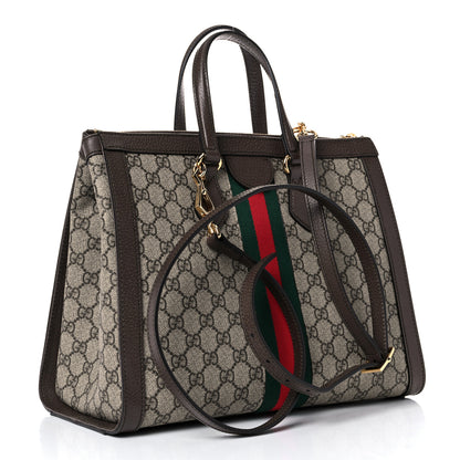 Gucci GG Supreme Monogram Web Medium Ophidia Tote Bag Brown 1 of 11