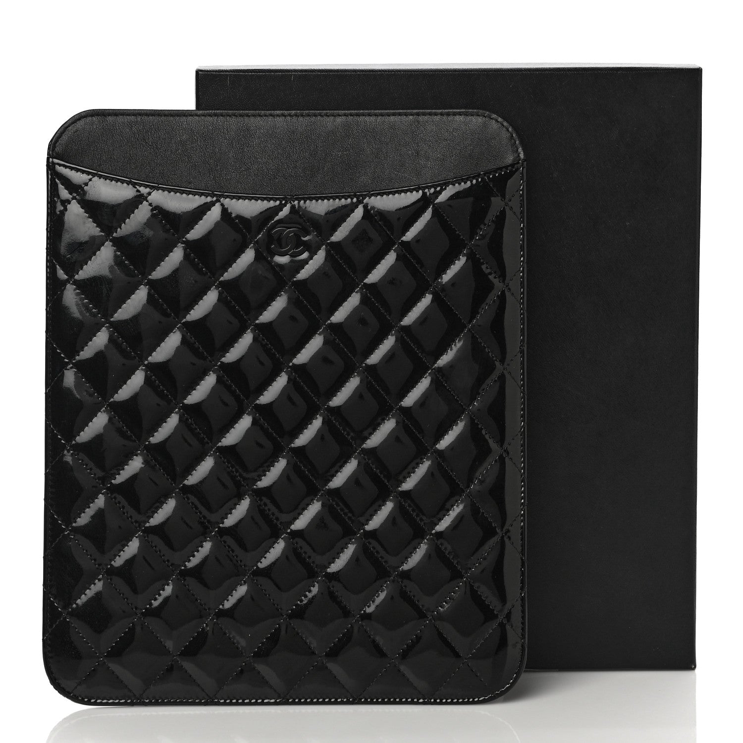 Chanel Patent Quilted iPad Case Black 12 of 12