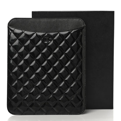 Chanel Patent Quilted iPad Case Black 12 of 12