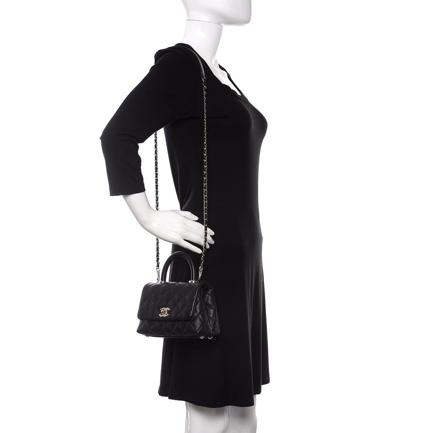 Caviar Quilted Extra Mini Coco Handle Flap Black