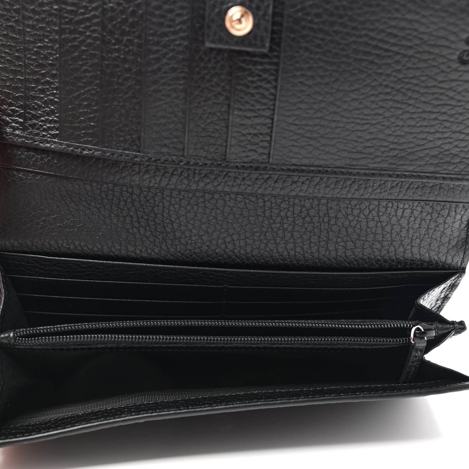 Gucci Pebbled Calfskin Interlocking G Continental Wallet Black 5 of 7