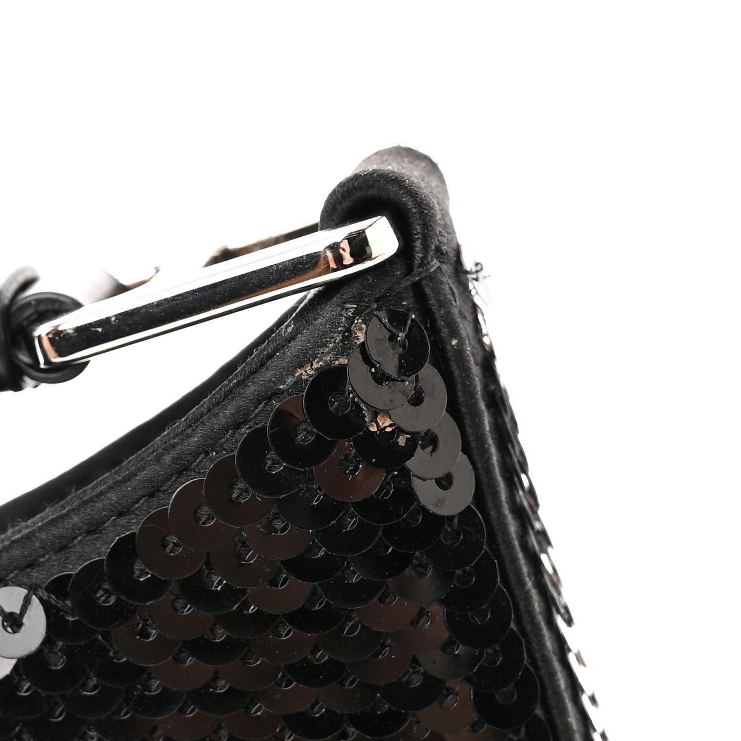 Prada Paillettes Sequin Logo Cleo Adjustable Strap Shoulder Bag Black White 12 of 12