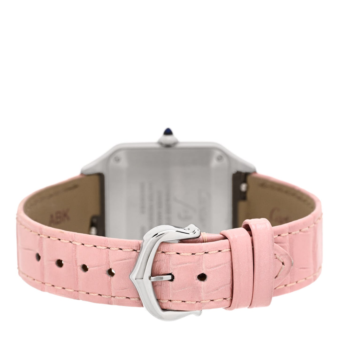 Stainless Steel Alligator 27.5mm Santos Dumont Quartz Watch Pink
