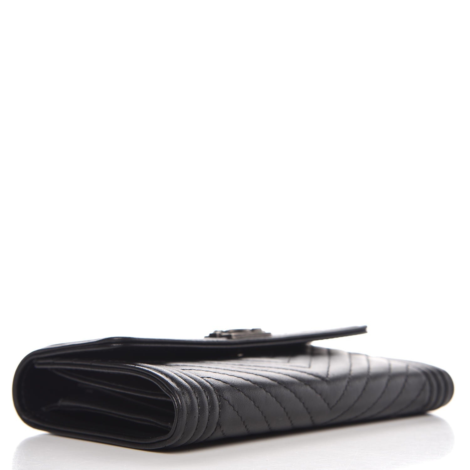 Chanel Calfskin Chevron Quilted Medium Boy Flap Wallet Black 4 of 9