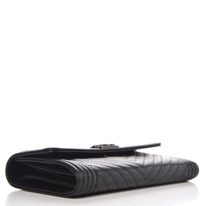 Chanel Calfskin Chevron Quilted Medium Boy Flap Wallet Black 4 of 9