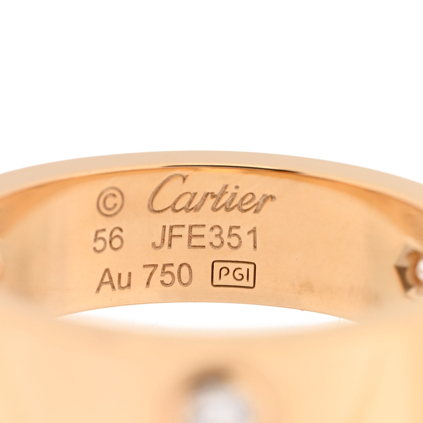 18K Yellow Gold 3 Diamond 5.5mm LOVE Ring 56 7.5