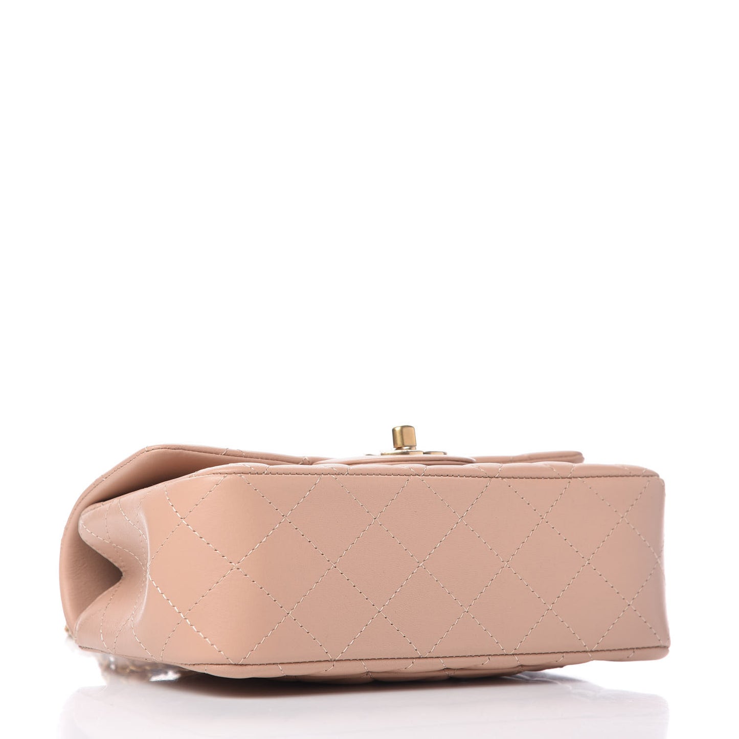 Lambskin Quilted Mini Top Handle Rectangular Flap Beige