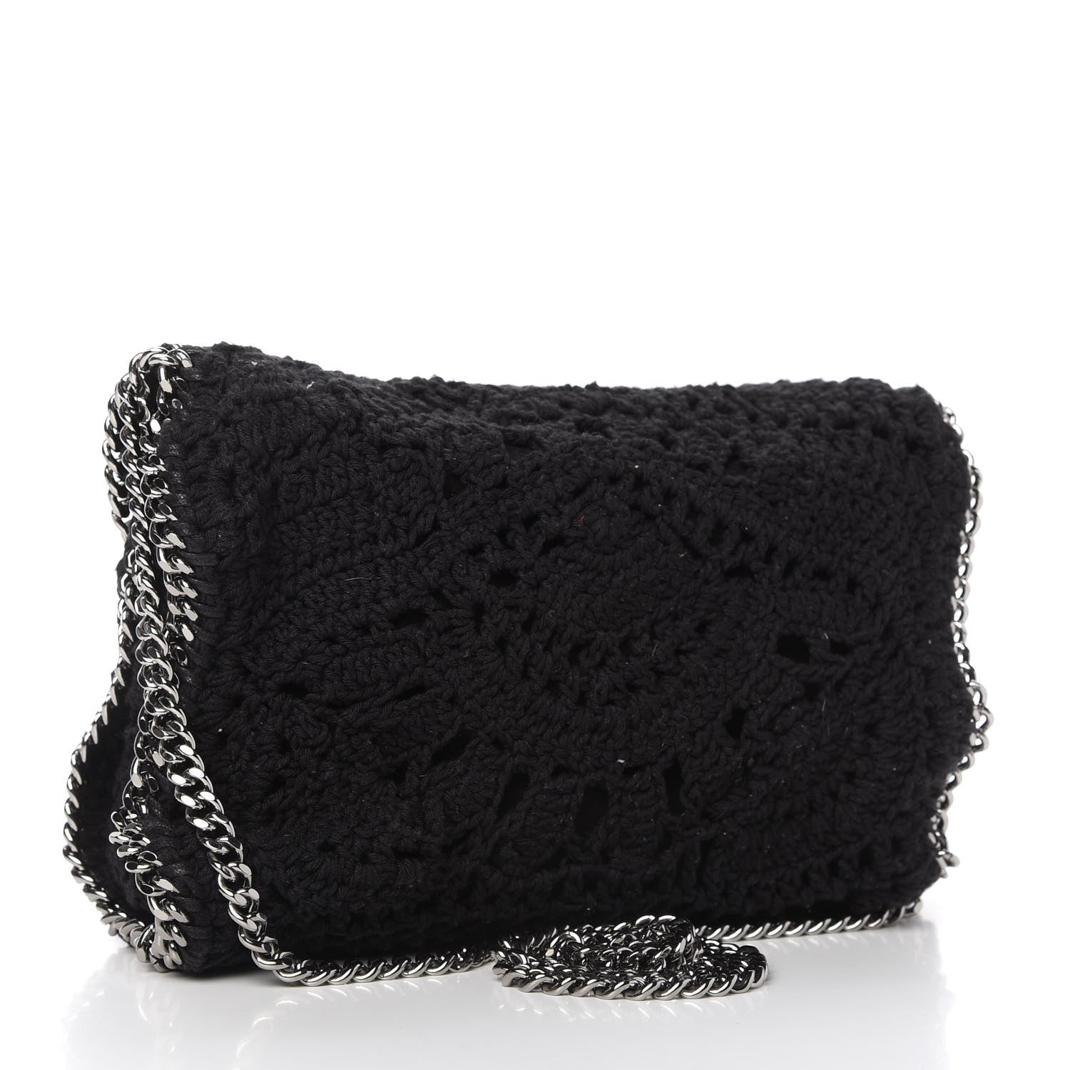 Stella McCartney Cotton Crochet Falabella Ajouree Tote Bag Black 3 of 10
