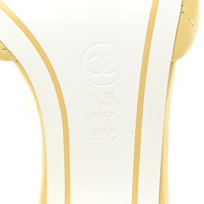 Chanel Lambskin Quilted Textured CC Mules 36 Yellow 10 of 13