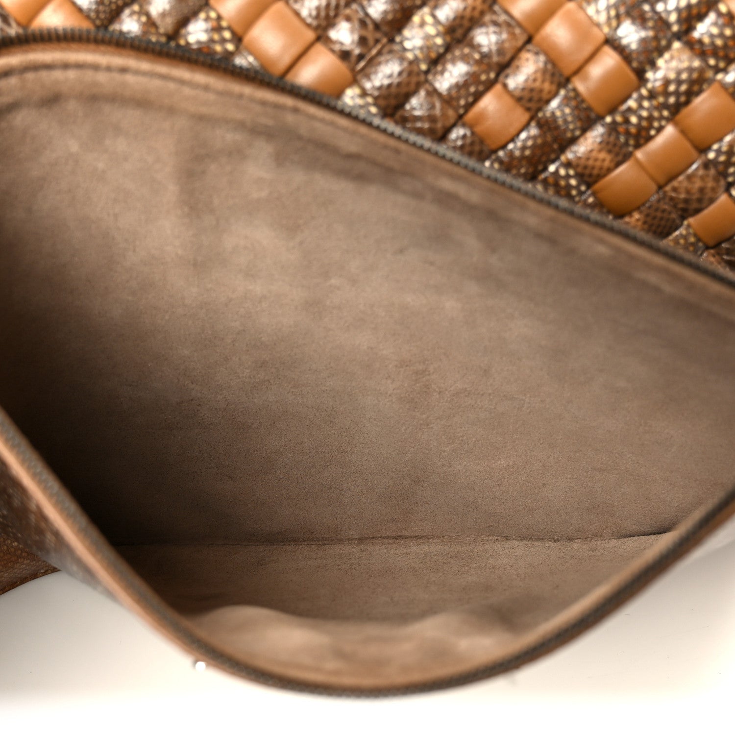 Bottega Veneta Nappa Snakeskin Intrecciato Medium Cabat Brown Multicolor 8 of 11