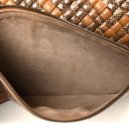 Bottega Veneta Nappa Snakeskin Intrecciato Medium Cabat Brown Multicolor 8 of 11