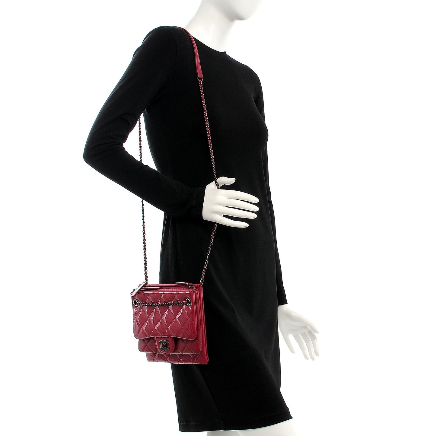 Patent Quilted Crossbody Pink