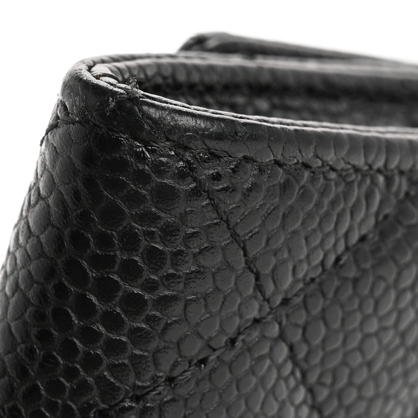 Caviar Quilted Flap Card Holder Black