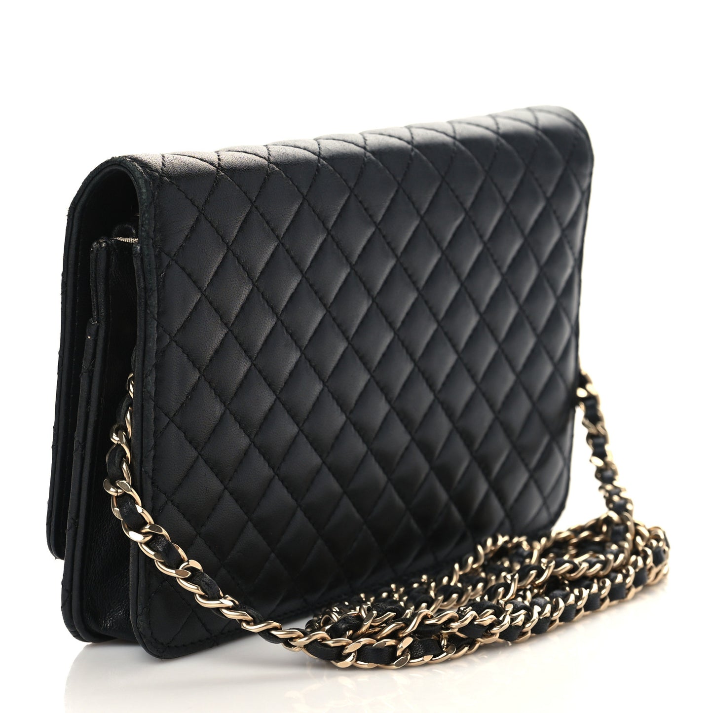Lambskin Micro Quilted Wallet On Chain WOC Black