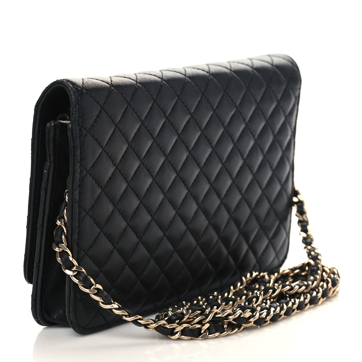 Chanel Lambskin Micro Quilted Wallet On Chain WOC Black 3 of 10