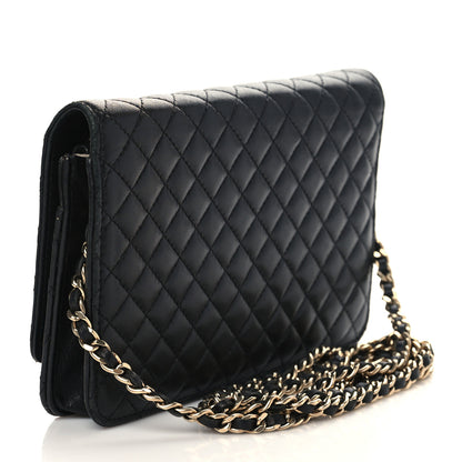 Chanel Lambskin Micro Quilted Wallet On Chain WOC Black 3 of 10