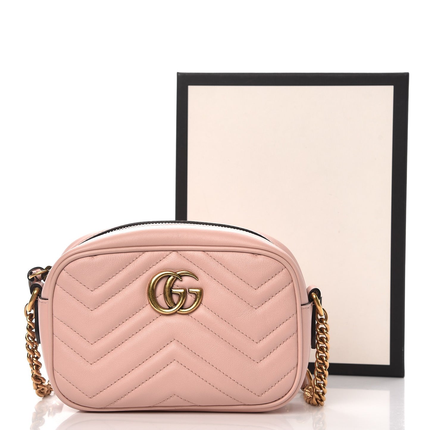 Calfskin Matelasse Mini GG Marmont Chain Shoulder Bag Perfect Pink