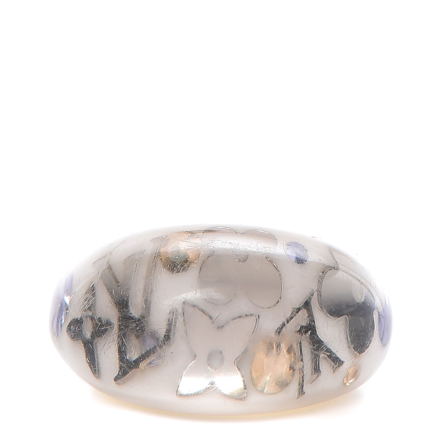 Resin Swarovski Crystal Inclusion Ring 6.5 White