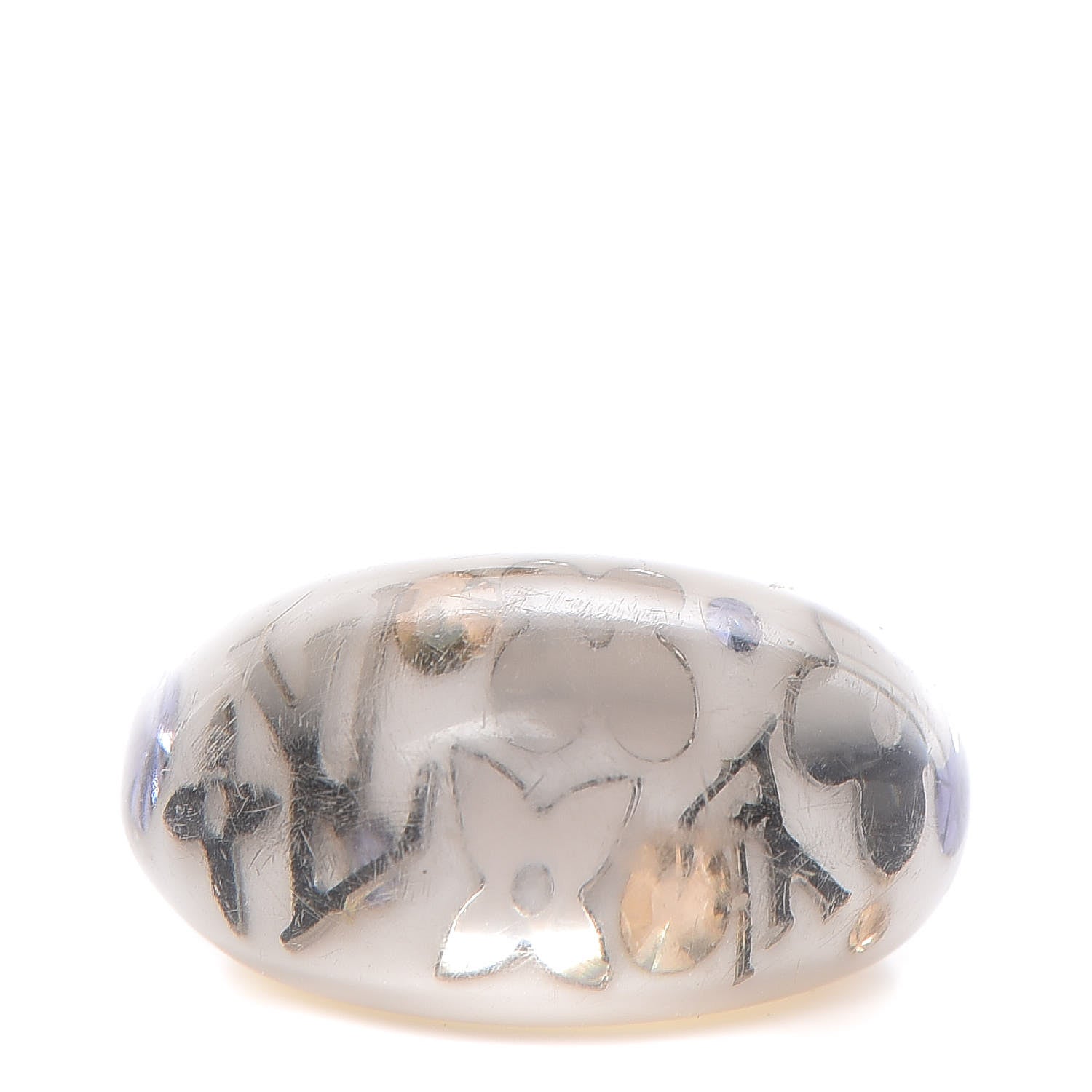 Louis Vuitton Resin Swarovski Crystal Inclusion Ring 6.5 White 1 of 7
