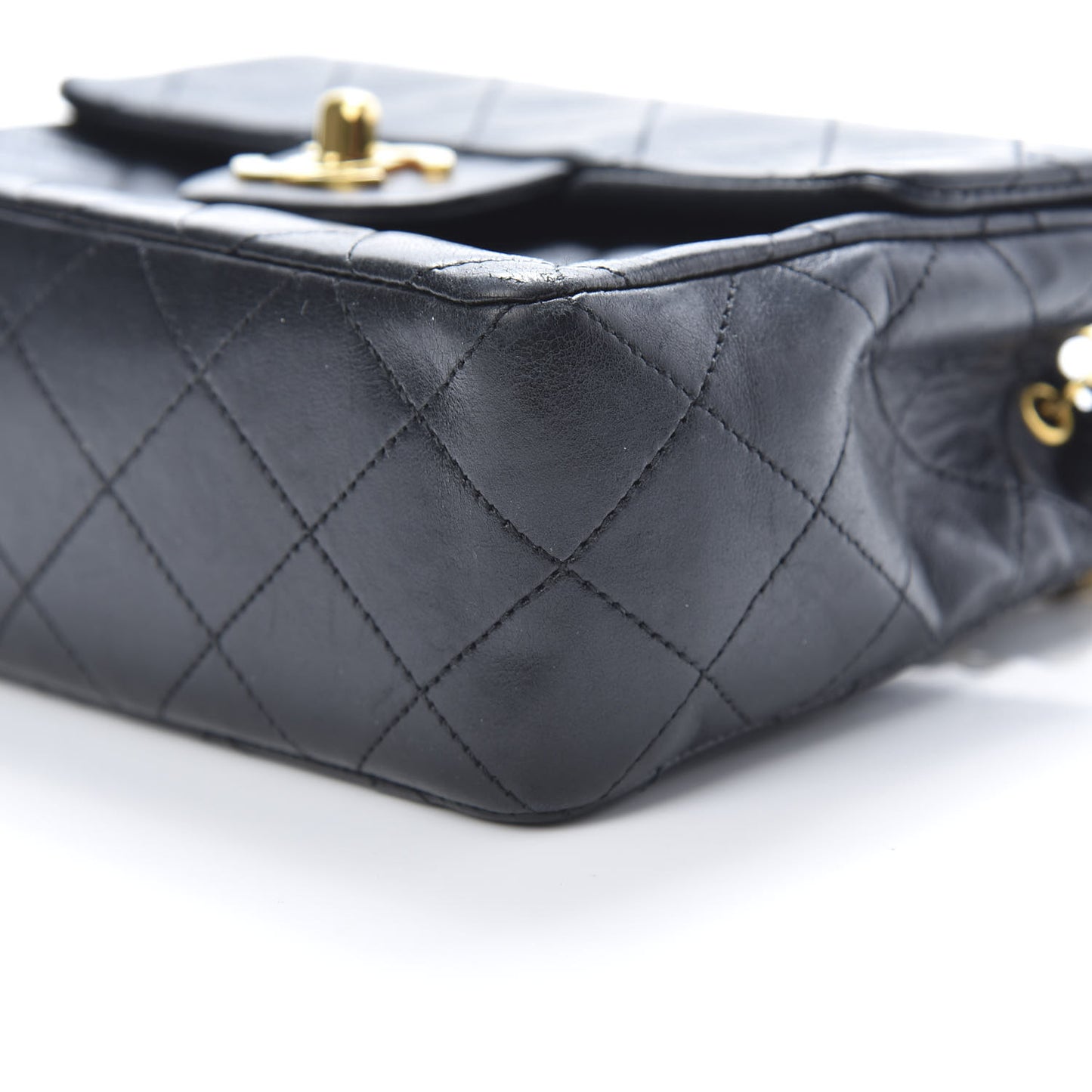 Lambskin Quilted Mini Square Flap Black