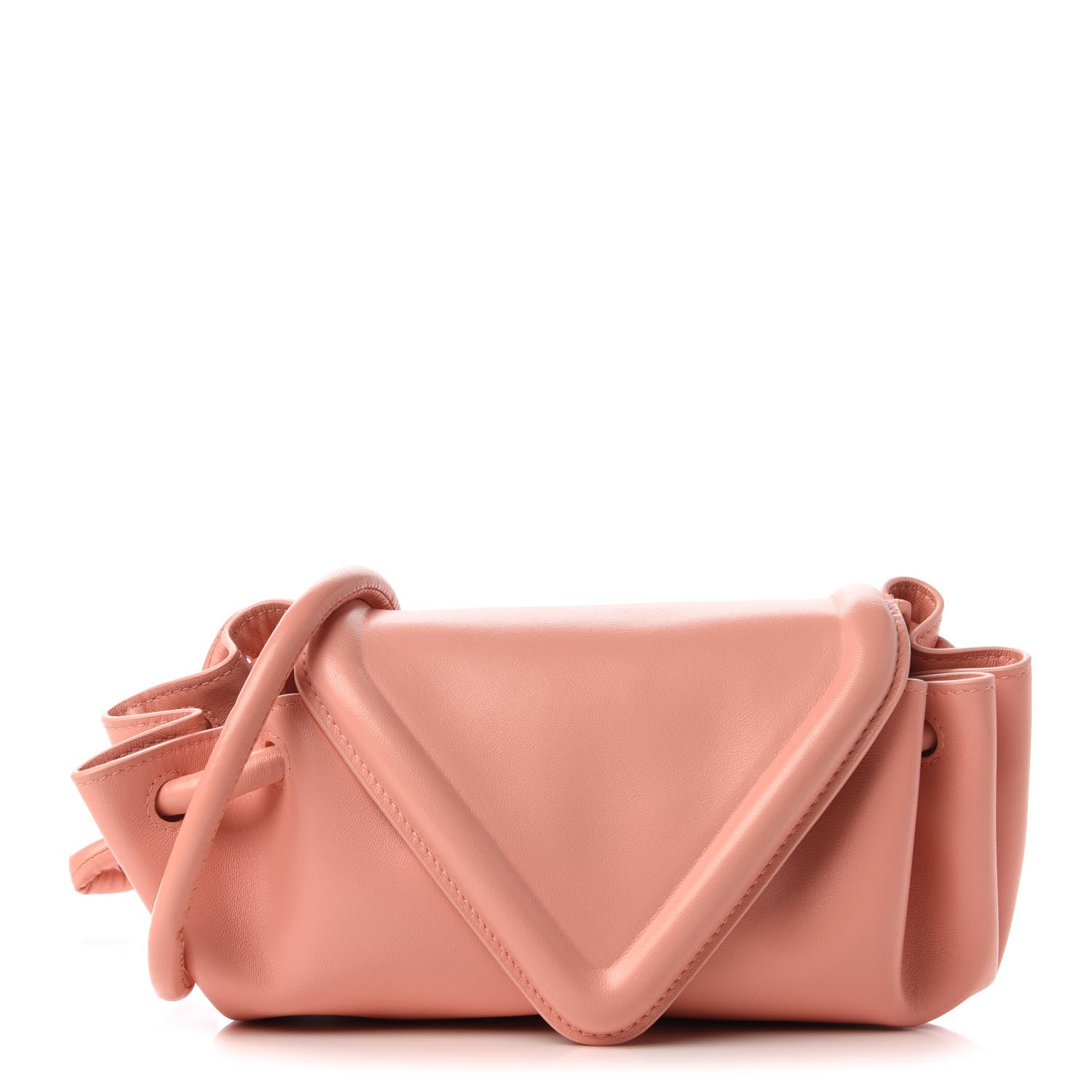Bottega Veneta Lambskin Small Beak Triangle Flap Shoulder Bag Peachy Silver 1 of 9