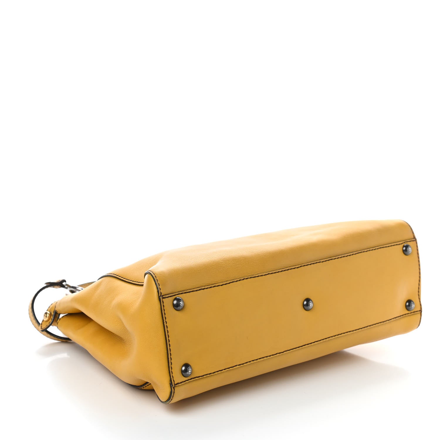Fendi Vitello Zucca Medium Peekaboo Iconic Satchel Yellow Tobacco 3 of 4