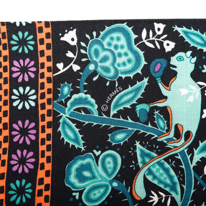 Hermes Cashmere Silk Jardins De Soie Shawl 140 Black Vert Multicolor 6 of 6