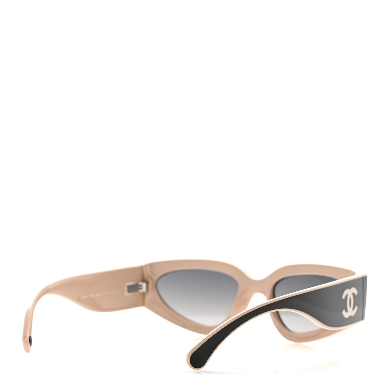 Chanel Acetate Cat Eye Sunglasses 6056 Black Beige 4 of 9