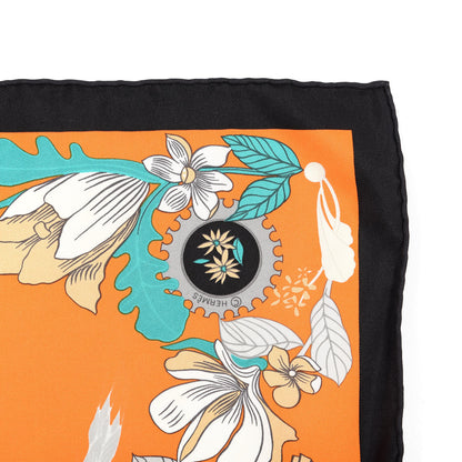 Hermes Silk Soie Les Bolides Scarf 90 Black Orange Vert 4 of 4