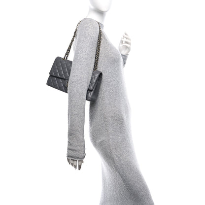 Chanel Lambskin Quilted Medium Double Flap Dark Grey 2 of 12