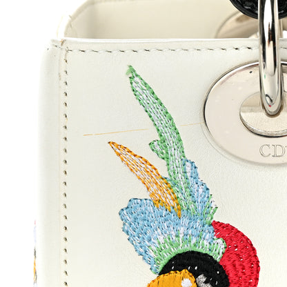 Christian Dior Smooth Calfskin Embroidered Medium Lady Dior White Multicolor 11 of 13