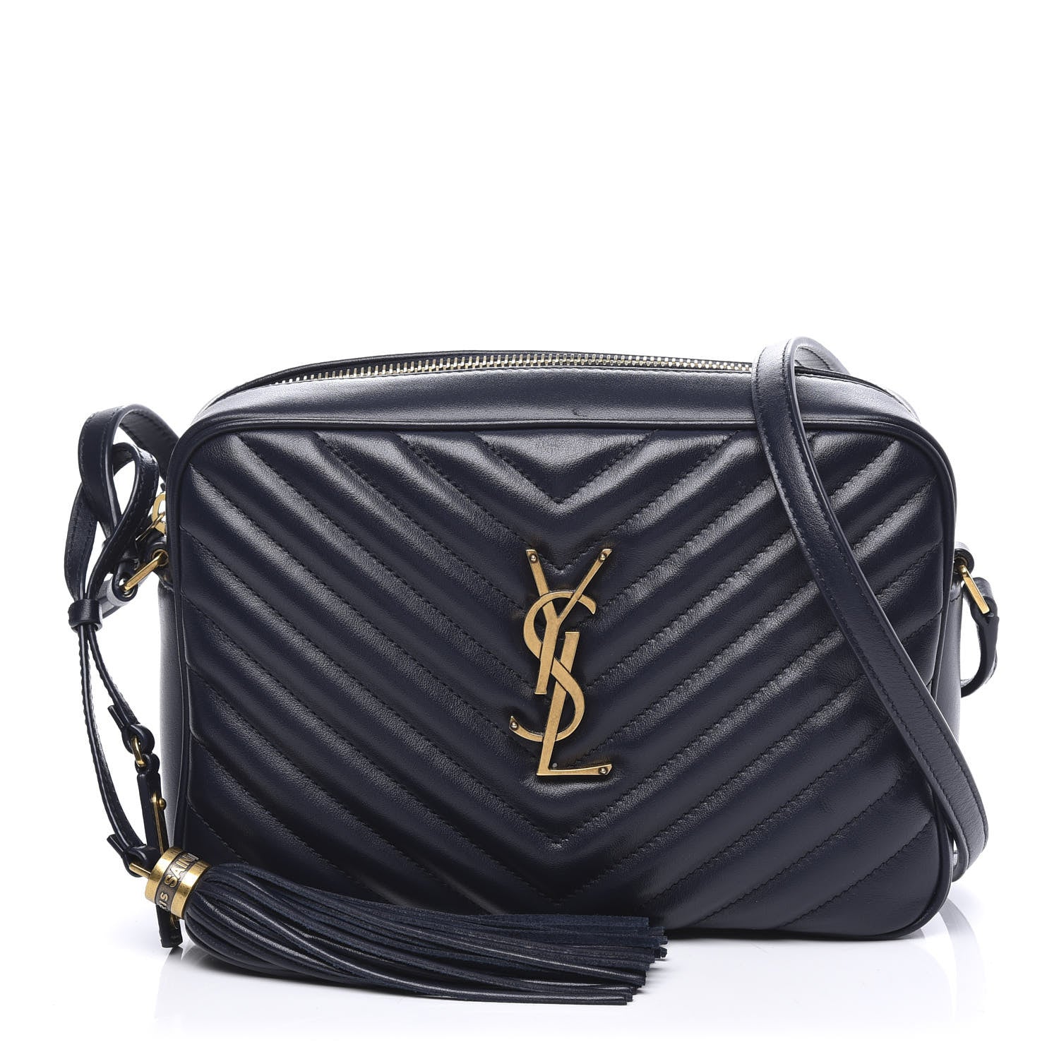 Saint Laurent Calfskin Matelasse Monogram Lou Camera Bag Navy 1 of 9
