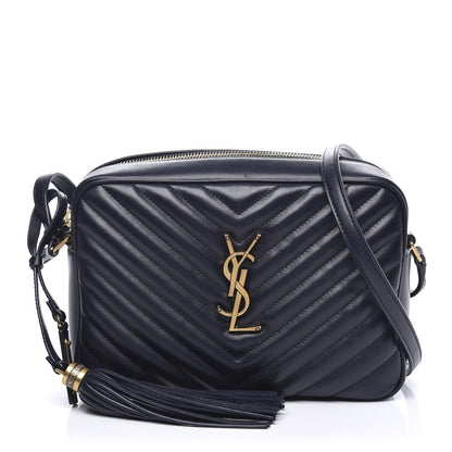 Saint Laurent Calfskin Matelasse Monogram Lou Camera Bag Navy 1 of 9