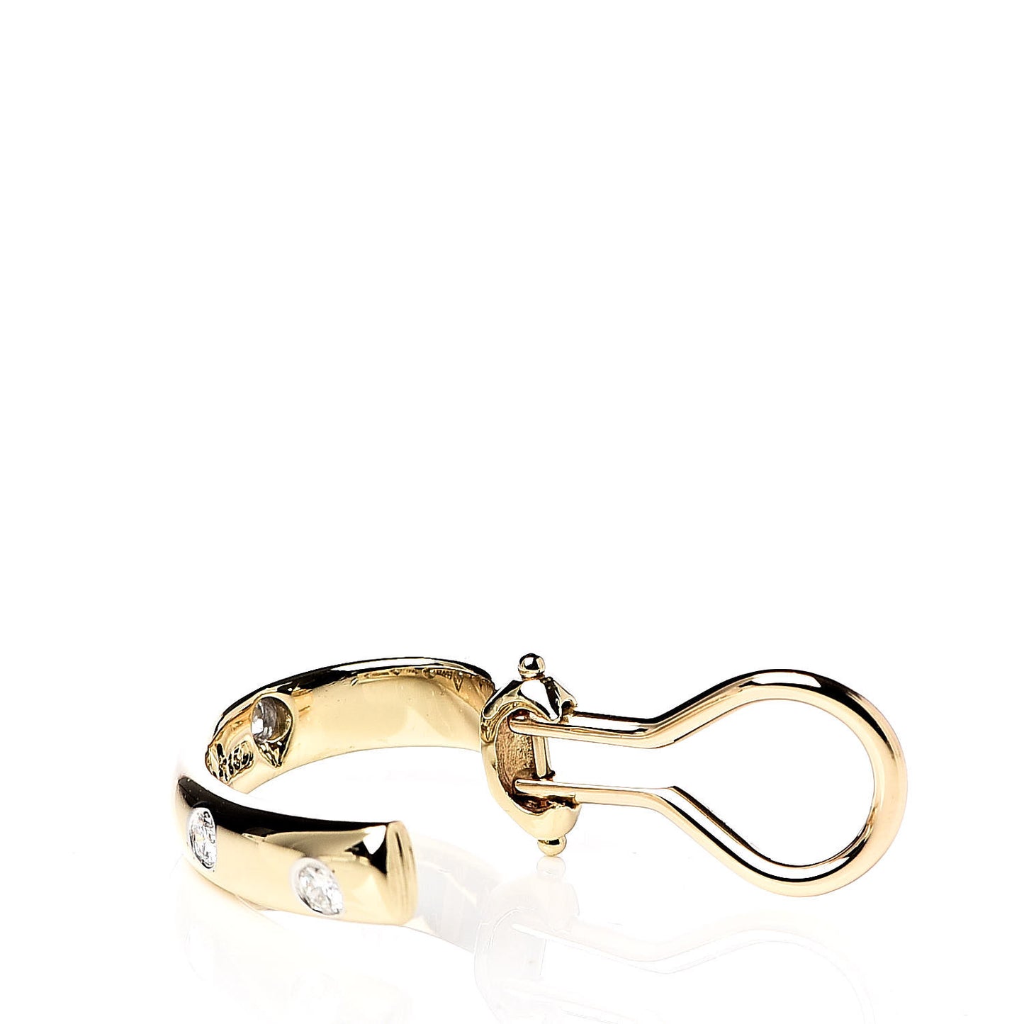 18K Yellow Gold Platinum Diamond Single Etoile Half Hoop Clip On Earring