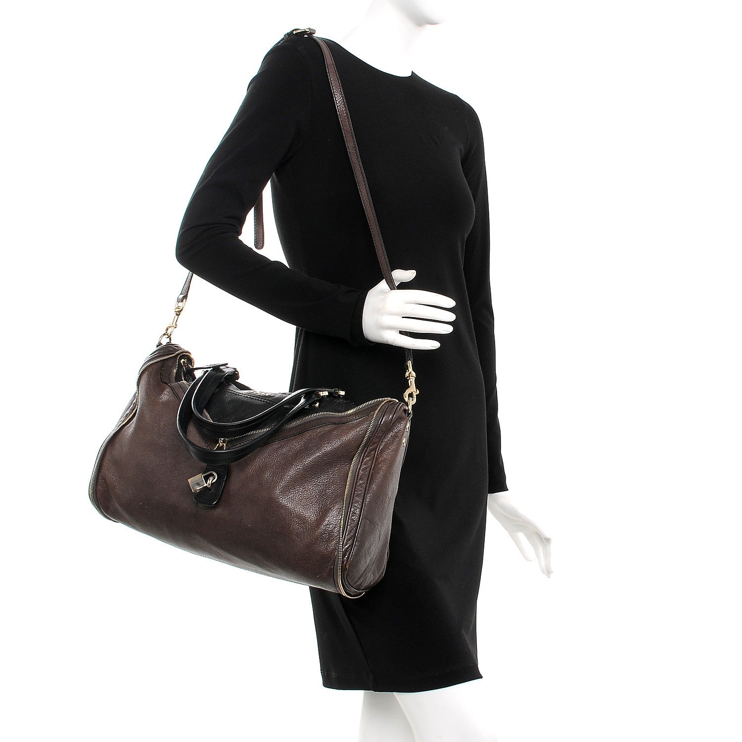 Dolce & Gabbana Goatskin Vilma Shoulder Bag Taupe Black 2 of 10