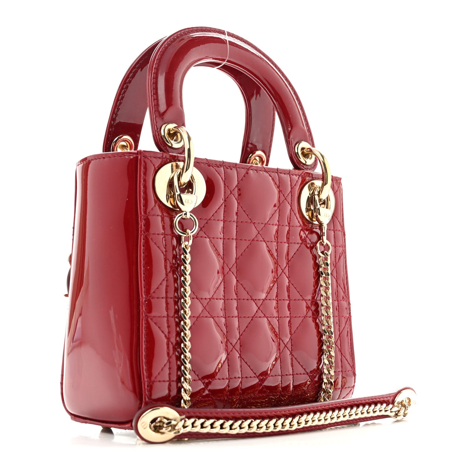 Christian Dior Patent Cannage Mini Lady Dior Red 3 of 13