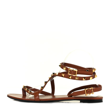 Valentino Garavani Nappa Rockstud Flair Ankle Wrap Flat Sandals 40.5 Selleria 1 of 7