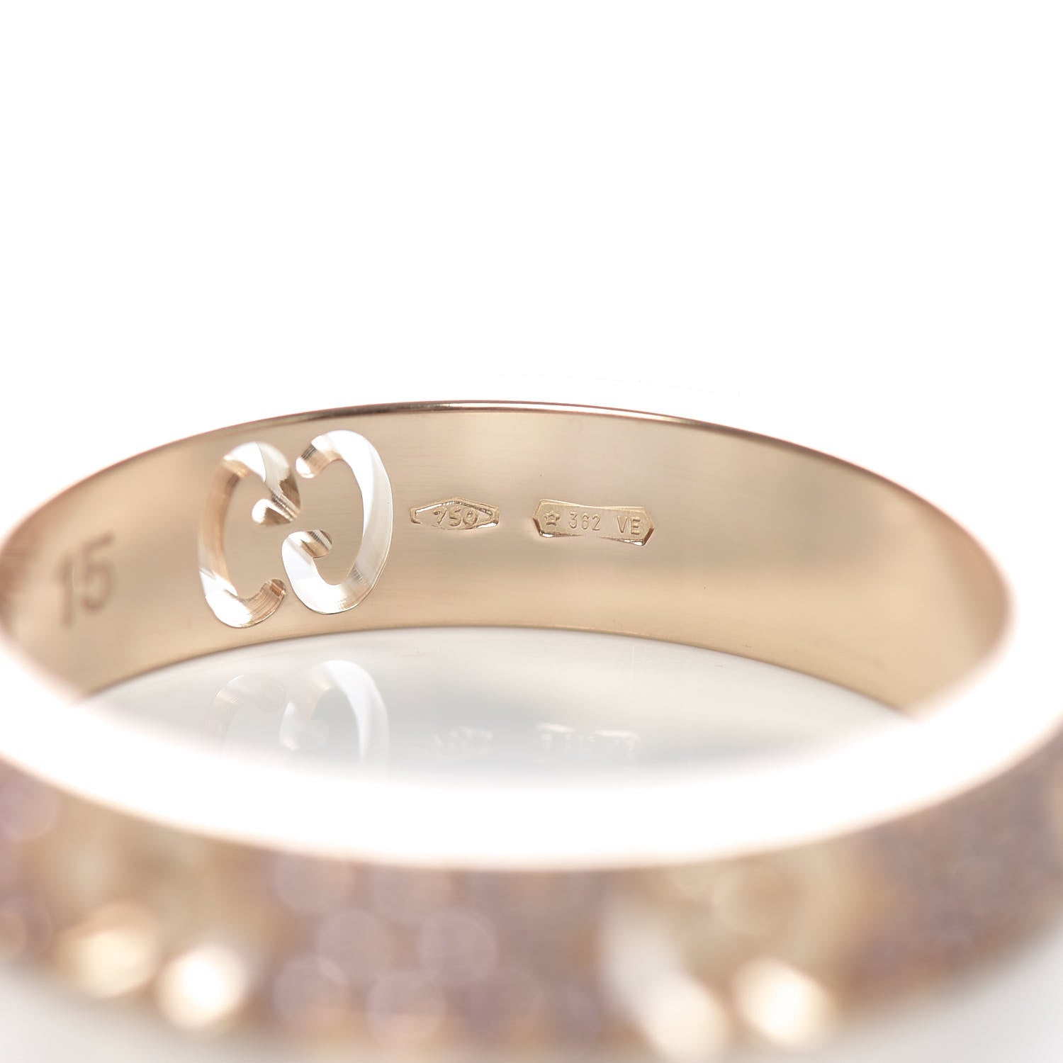 Gucci 18K Rose Gold Pink Sapphire Icon Stardust Thin Band Ring 54 7 5 of 6