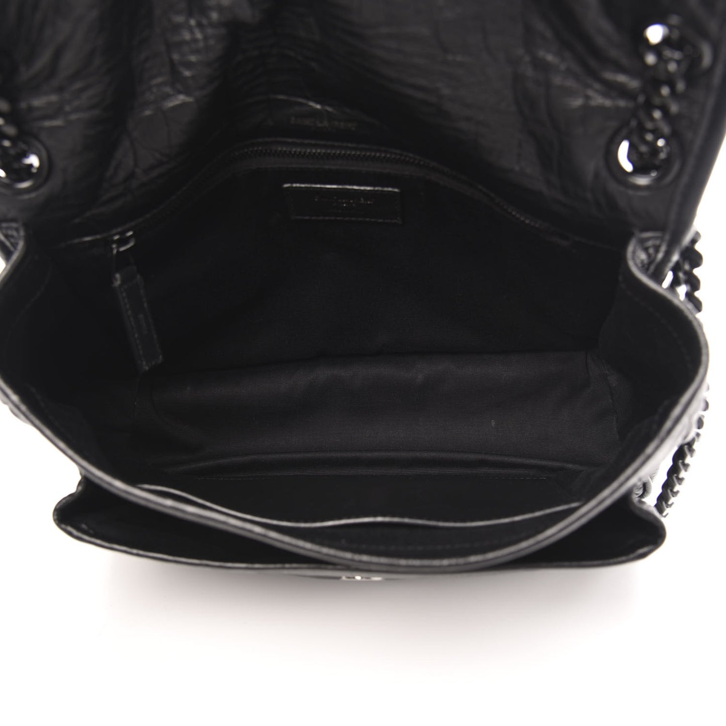 Crocodile Embossed Lambskin Monogram Medium Niki Chain Satchel Black