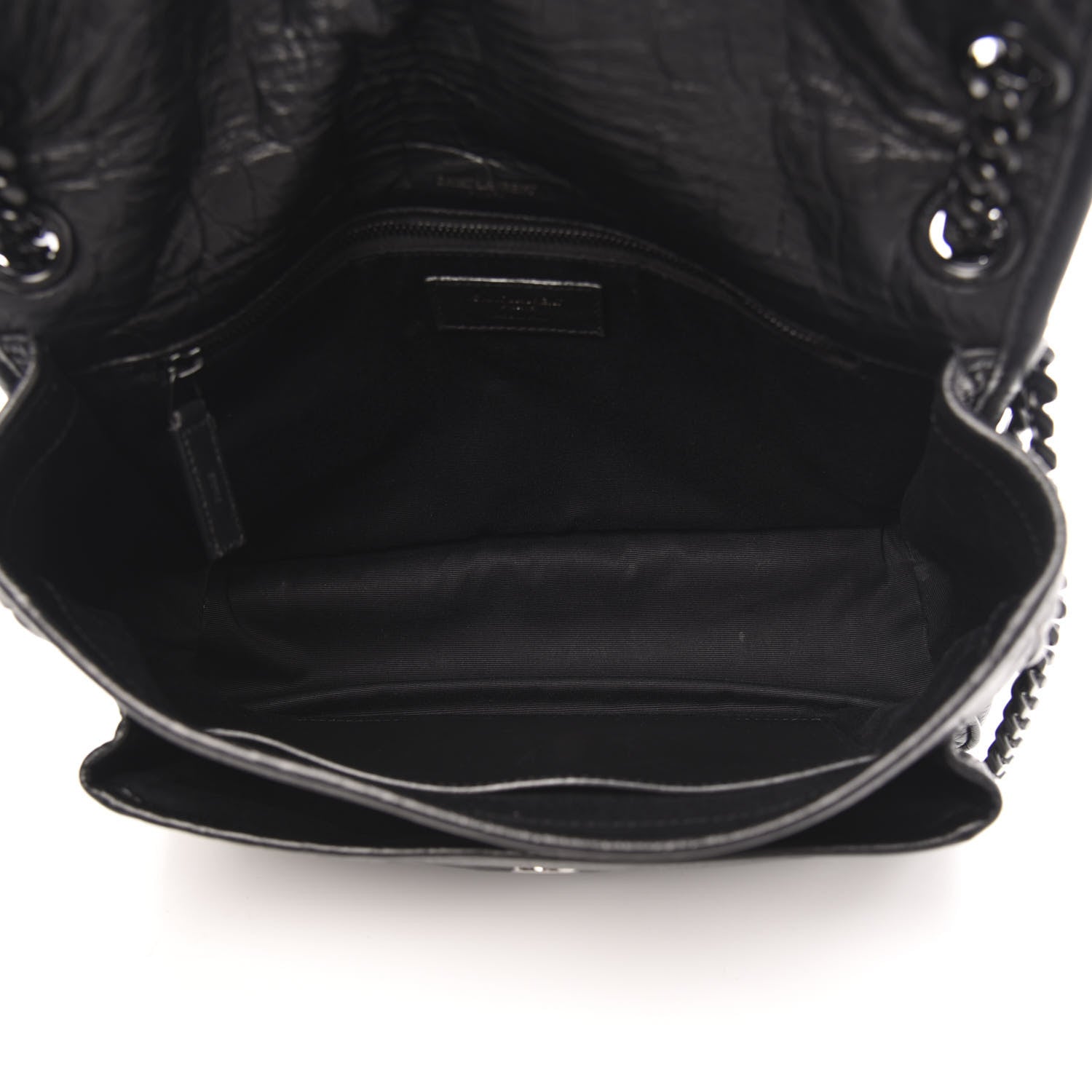 Saint Laurent Crocodile Embossed Lambskin Monogram Medium Niki Chain Satchel Black 5 of 10