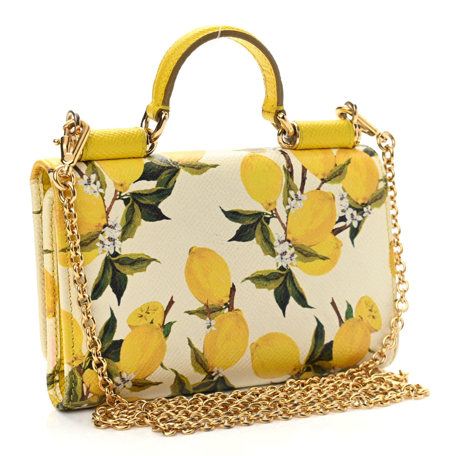 Dolce & Gabbana Dauphine Lemon Printed Mini Sicily Von Bag White