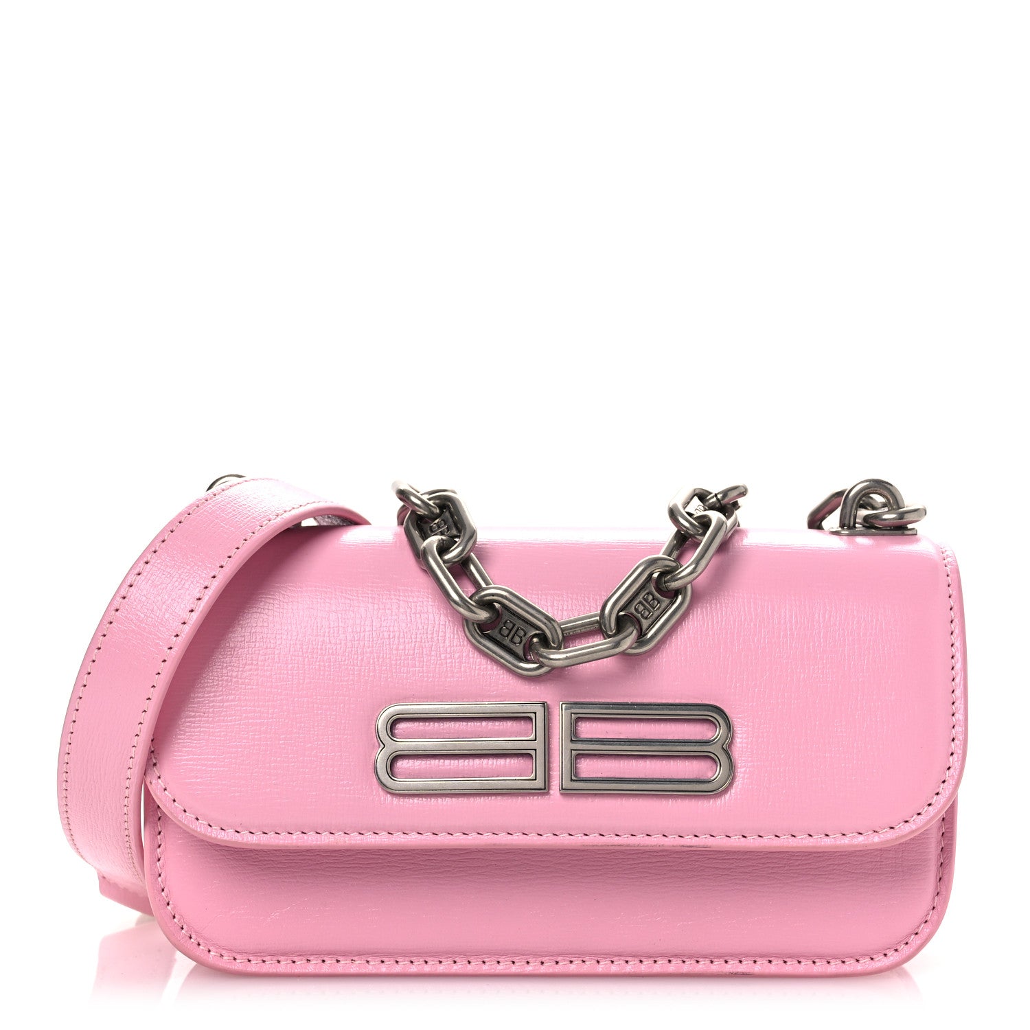 Balenciaga Calfskin Stripe Embossed Gossip Chain Bag XS Candy Pink 1 of 14