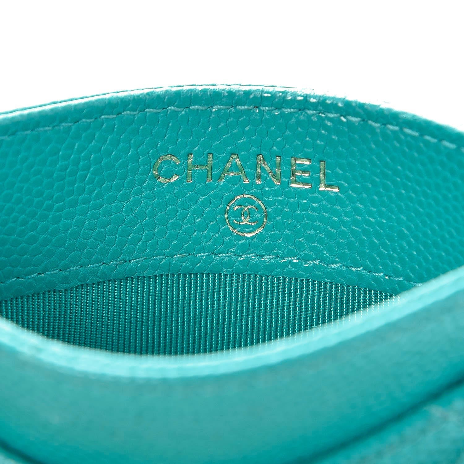 Chanel Caviar Quilted Card Holder Turquoise 6 of 13